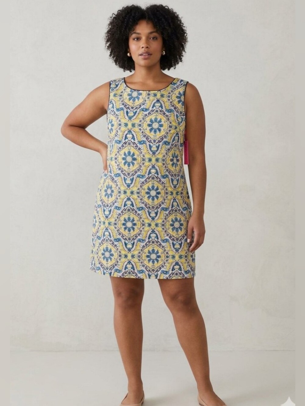 Betsey Johnson Sleeveless Tile Print Shift Dress